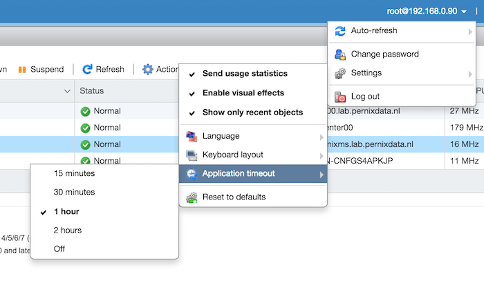 Time-out ESXI embedded client