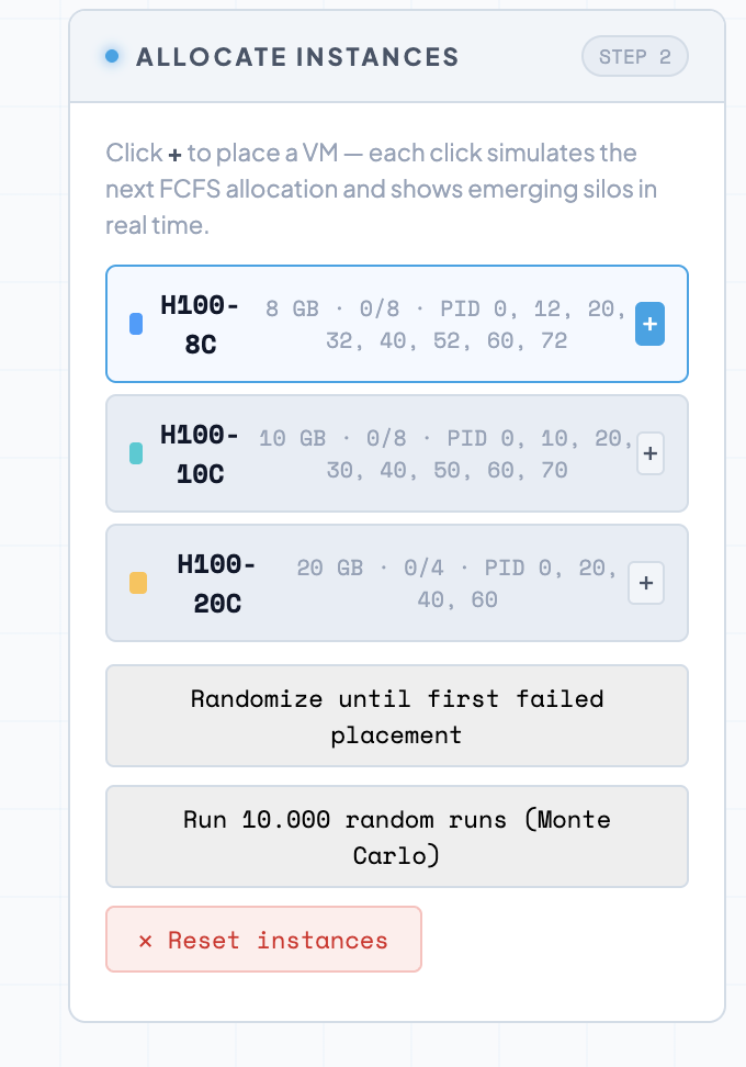 Screenshot allocate instances